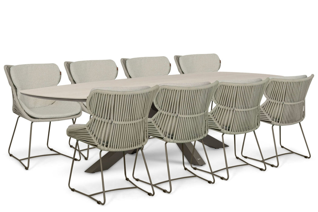 Santika Samari/Voyage 300x120 cm dining tuinset 9-delig