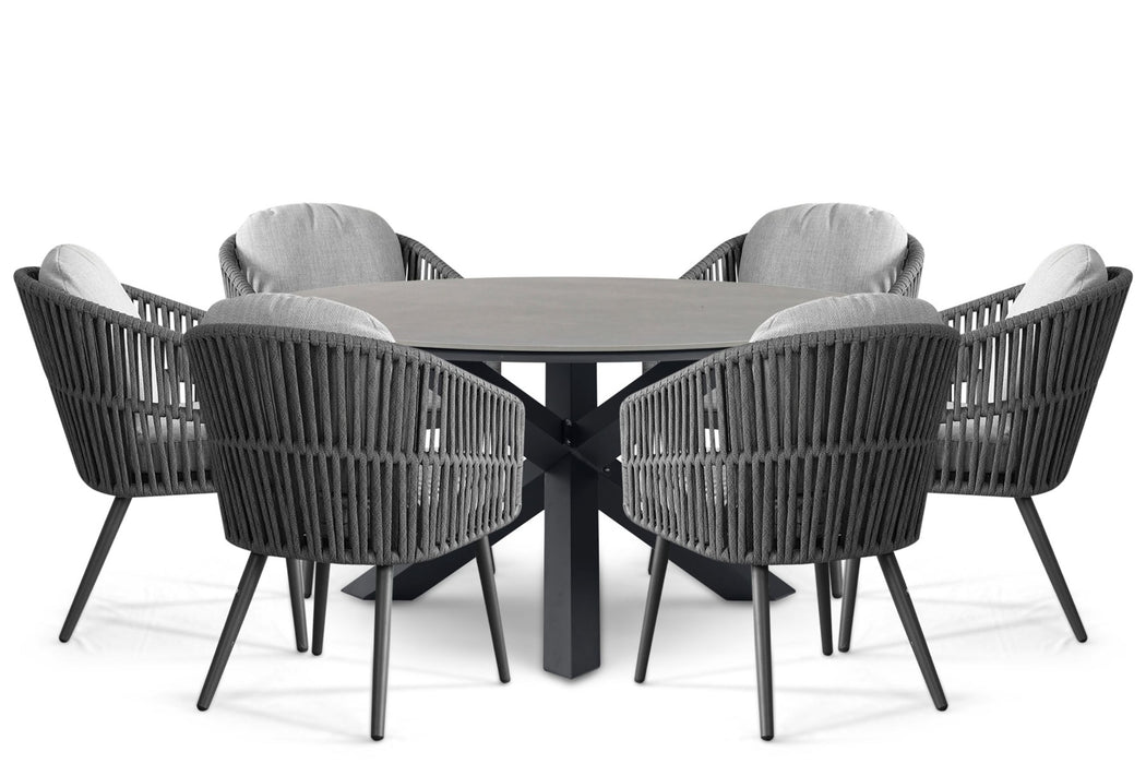 Santika Marani/Xento 150 cm dining tuinset 7-delig