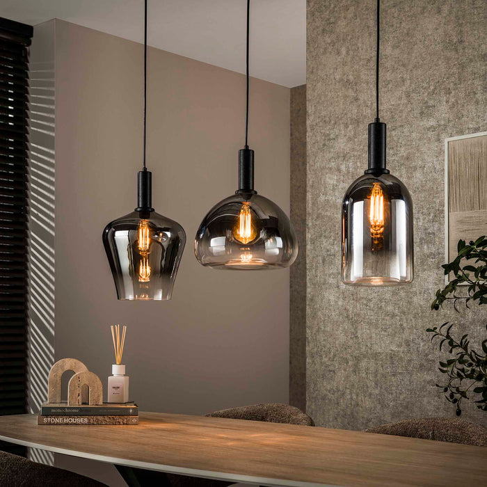 LifestyleFurn Hanglamp Cortne 3-lamps, Artic Black finish - Artic zwart