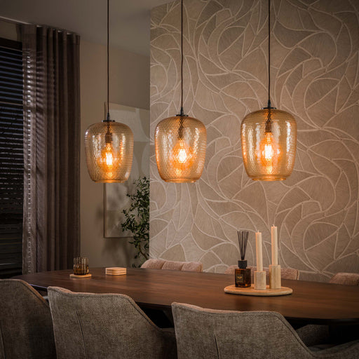 LifestyleFurn Hanglamp Caitlynn 3-lamps - Amber