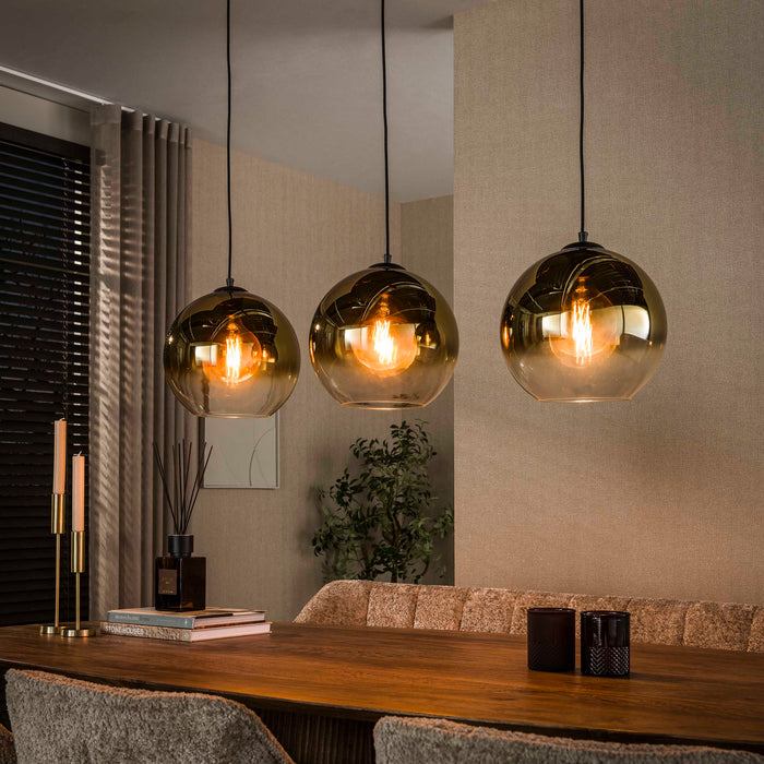 LifestyleFurn Hanglamp Bubble Shaded Met 3 smoke-glas bollen - Goud - ThatLyfeStyle