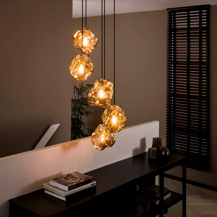 LifestyleFurn Hanglamp Rock 5-lamps - Chromed
