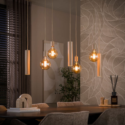 LifestyleFurn Hanglamp Rayland 4+3-lamps - Amber/Beige