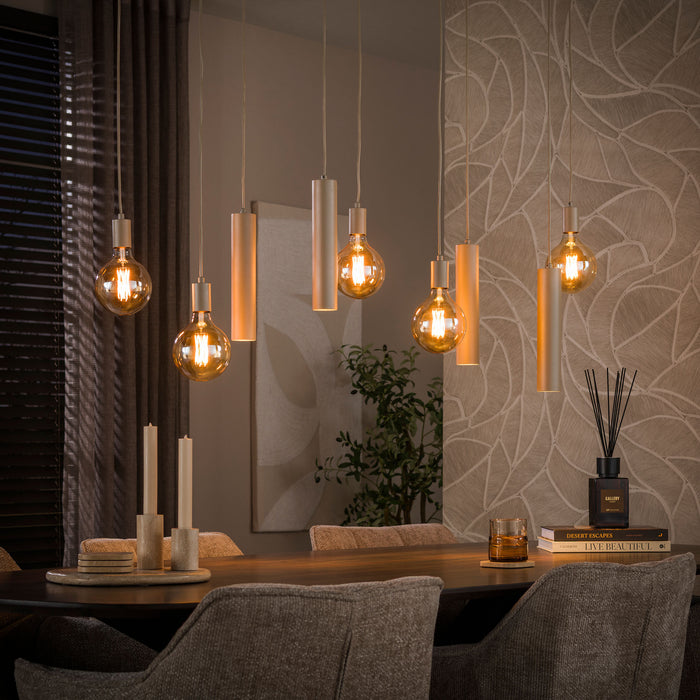 LifestyleFurn Hanglamp Rayland 5+4-lamps - Amber/Beige