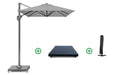 Platinum Voyager zweefparasol 3x2m T1 (incl. voet + hoes) light grey