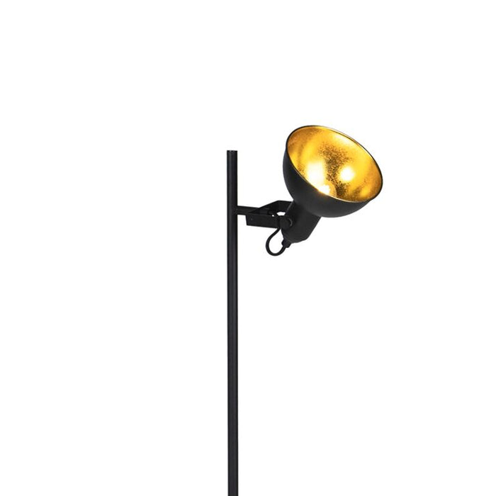 Industriële vloerlamp zwart goud 1-lichts - Tommy
