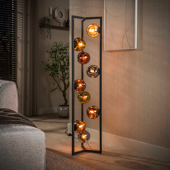 LifestyleFurn Vloerlamp Yair Glas, 9-lamps - Meerkleurig