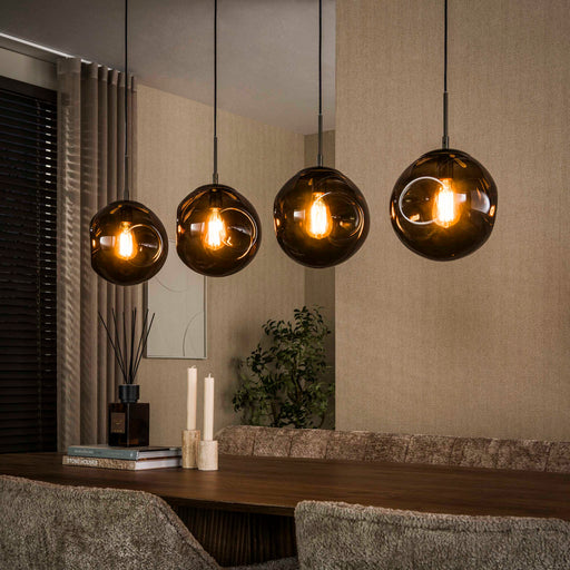 LifestyleFurn Hanglamp Yair Glas, 4-lamps - Sienna Bruin
