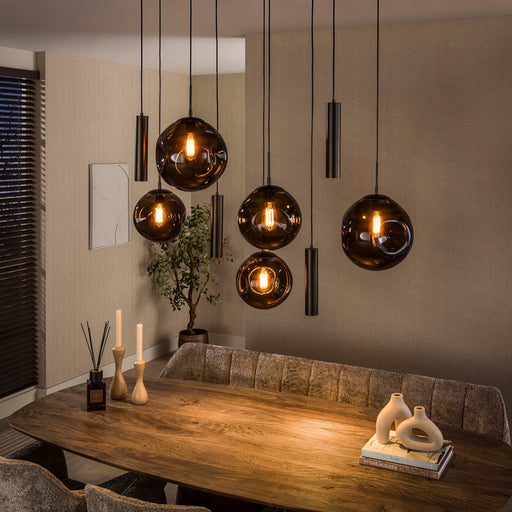 LifestyleFurn Hanglamp Yair Glas, 5+4-lamps - Sienna Bruin