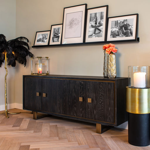Richmond Dressoir Hunter Eiken - Zwart / Goud, 220cm