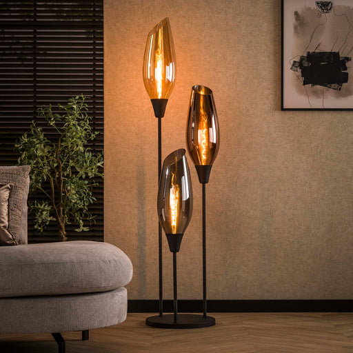 LifestyleFurn Vloerlamp Luvia Gemixt glas, 178cm hoog - Zwart