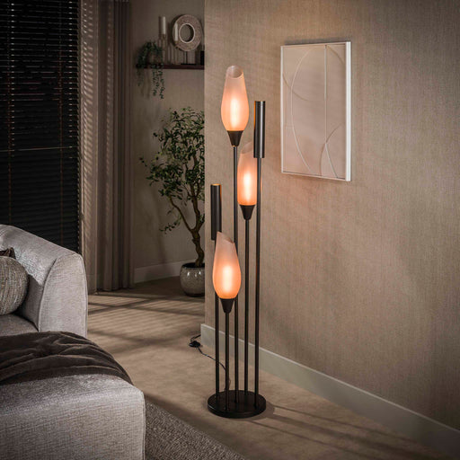 LifestyleFurn Vloerlamp Luvia Frosted Glas, 5-lamps - Sienna Bruin