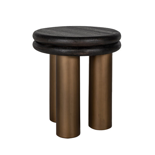 Richmond Bijzettafel Macaron Eikenhout en metaal, 50cm - Bruin - Rond
