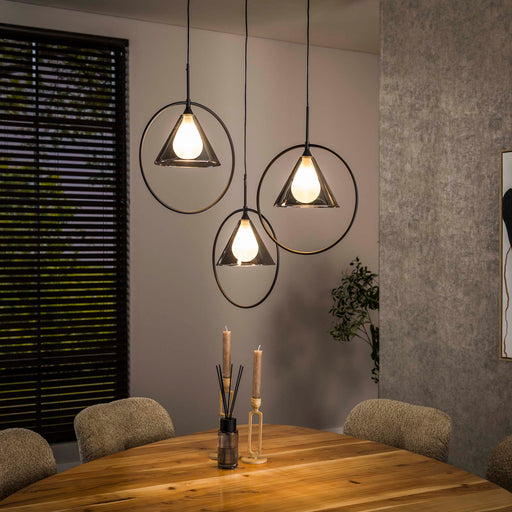LifestyleFurn Hanglamp Jordie Smoke glas, 3-lamps - Smoke grey glas