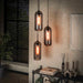 LifestyleFurn Hanglamp Jaida 3-lamps, smoke-glas - Artic zwart