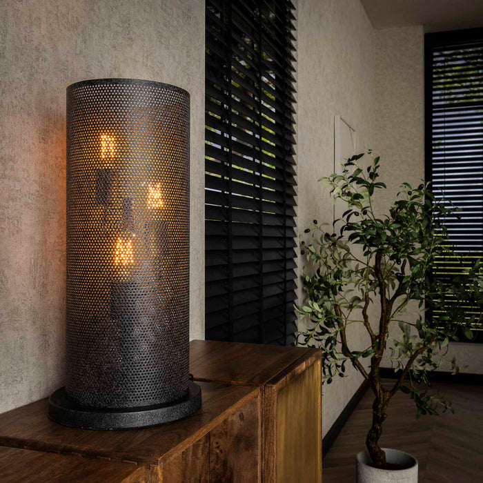 LifestyleFurn Tafellamp Terrie 3-lamps - Artic Zwart
