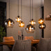 LifestyleFurn Hanglamp Willaim 7-lamps, Glas - Chroom, Amber en Grijs