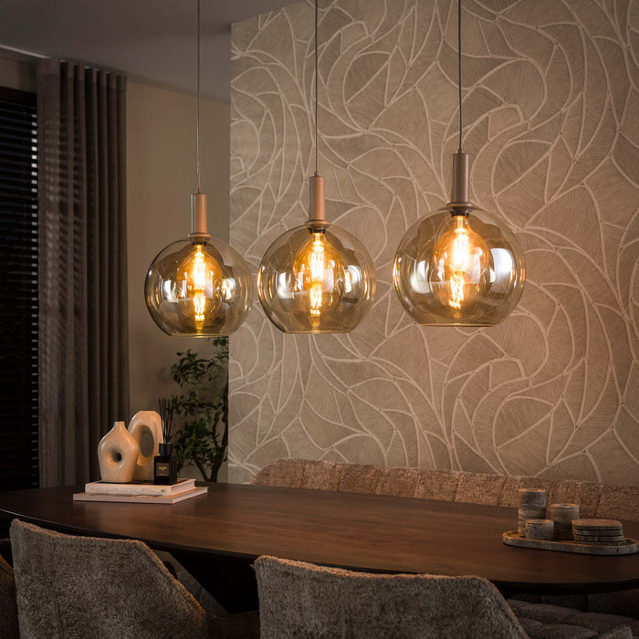 LifestyleFurn Hanglamp Janetta Glas, 3-lamps - Beige