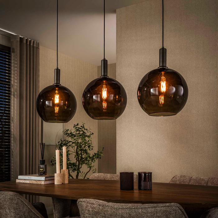 LifestyleFurn Hanglamp Janetta Glas, 3-lamps - Sienna Bruin - ThatLyfeStyle