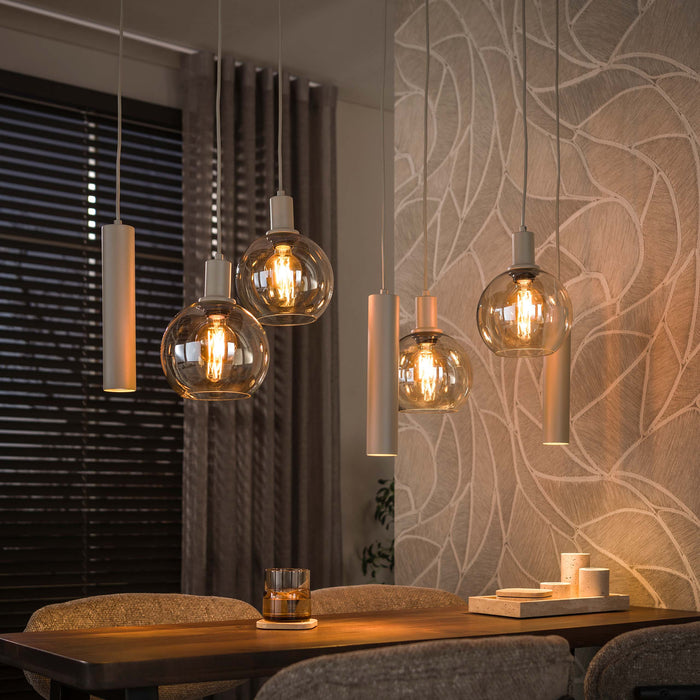 LifestyleFurn Hanglamp Janetta Glas 4+3-lamps - Beige