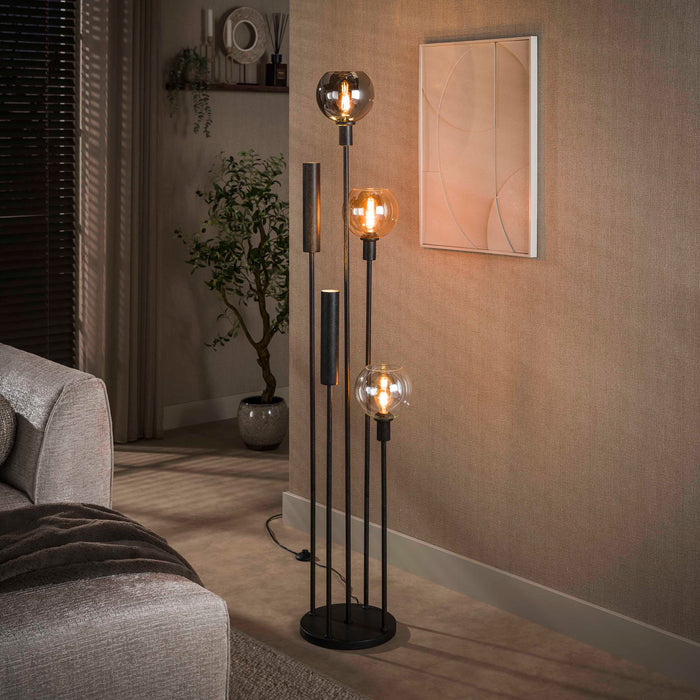 LifestyleFurn Vloerlamp Janetta Glas en metaal, 5-lamps - Meerkleurig