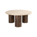 Richmond Ronde Salontafel Douglas Mangohout en Travertin, 90cm - Bruin - Japandi