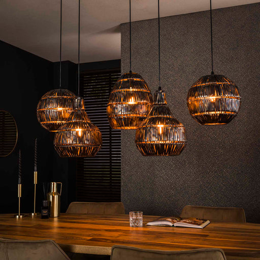 LifestyleFurn Hanglamp Dillon 5-lamps - Zwart bruin