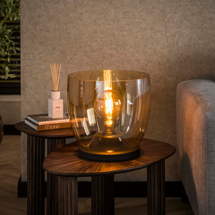 LifestyleFurn Vloerlamp/Tafellamp Mikado Amber glas, 32cm hoog