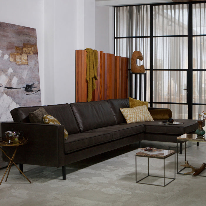 WOOOD Loungebank Rodeo Rechts, Eco Leder - Antraciet - BePureHome