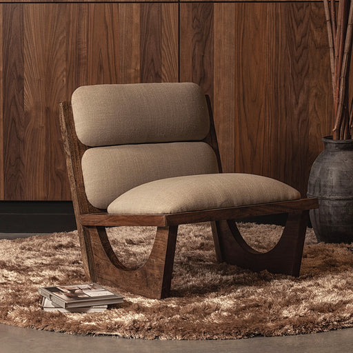 BePureHome Fauteuil Opulent Bouclé en Acaciahout - Naturel - Japandi