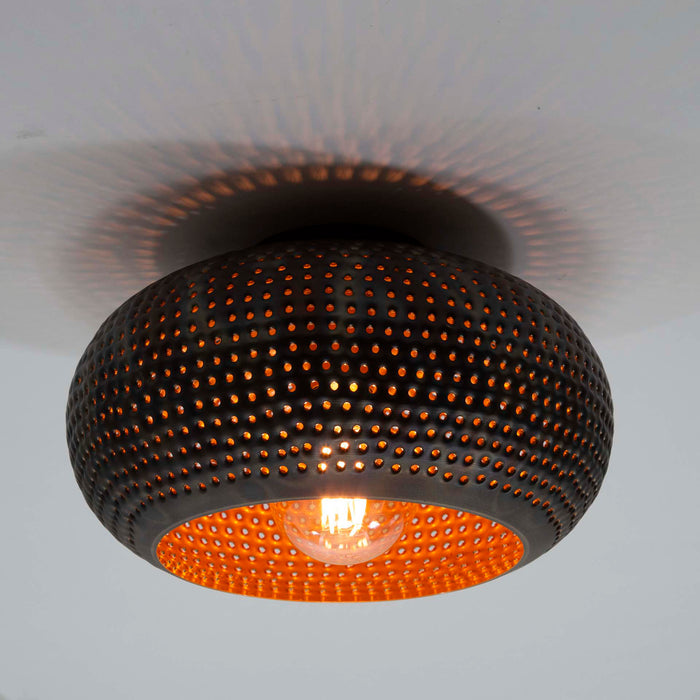 LifestyleFurn Plafondlamp Cecily Metaal, Ø35cm - Zwart Bruin