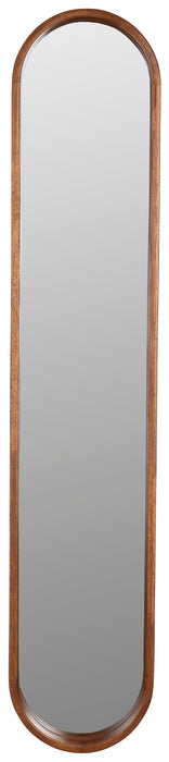 ZILT Ovale Spiegel Rania Rubberhout, 120 x 24cm - Bruin - Ovaal - Japandi