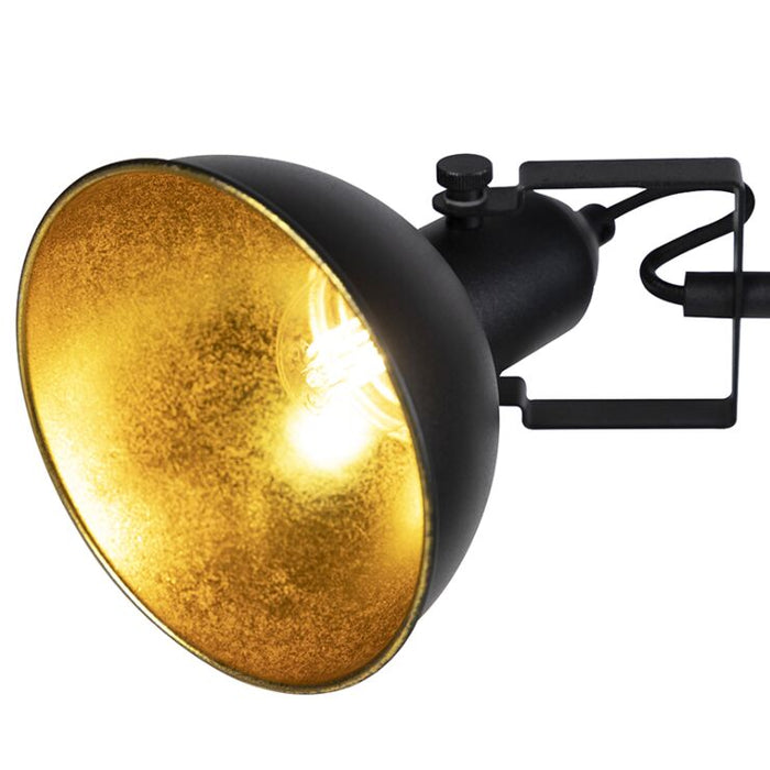 Industriële vloerlamp zwart goud 3-lichts - Tommy
