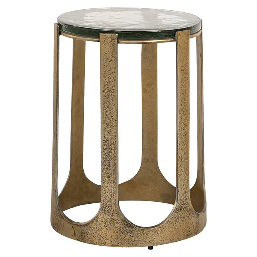 Richmond Ronde Bijzettafel Rixo Glas en brushed gold, 37cm - Goud - ThatLyfeStyle