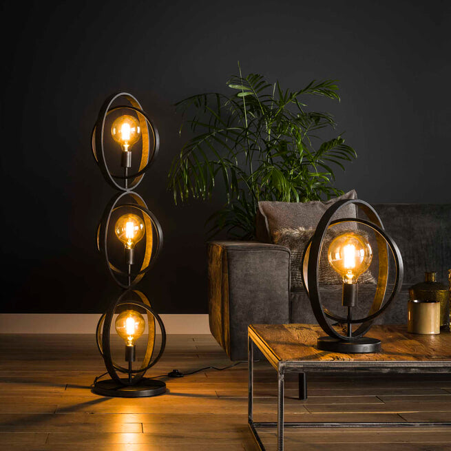 Vloerlamp 'Tricia' 3-lamps, 124cm, Zwart