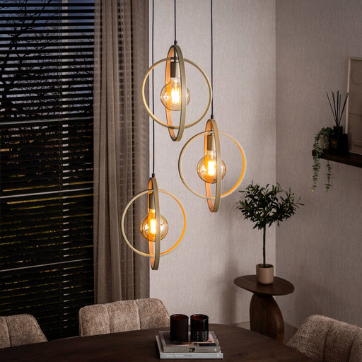 LifestyleFurn Hanglamp Tricia 3-lamps getrapt - Beige - ThatLyfeStyle
