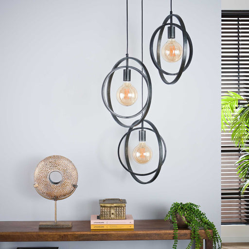 Hanglamp Tricia 3-lamps getrapt - Charcoal