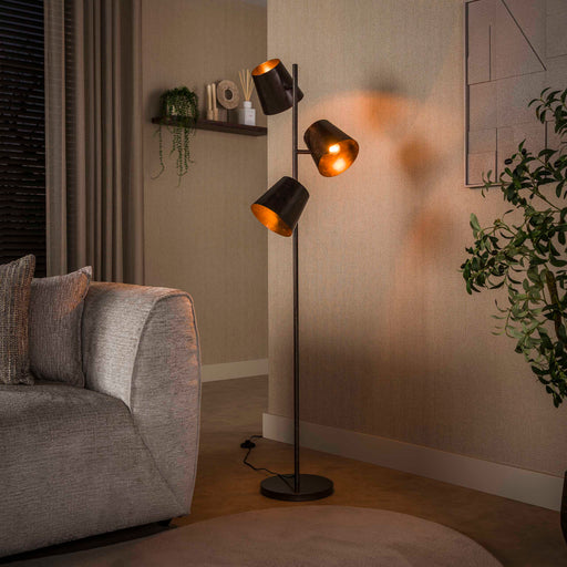 LifestyleFurn Verstelbare Vloerlamp Jo 3-lamps - Urban Bruin