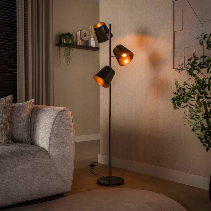 LifestyleFurn Verstelbare Vloerlamp Jo 3-lamps - Urban Bruin