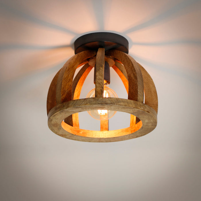 LifestyleFurn Plafondlamp Brenner Mangohout - Massief mango naturel