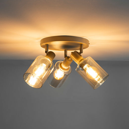 LifestyleFurn Plafondlamp Deatra Verstelbaar, 3-lamps - Amber/Beige