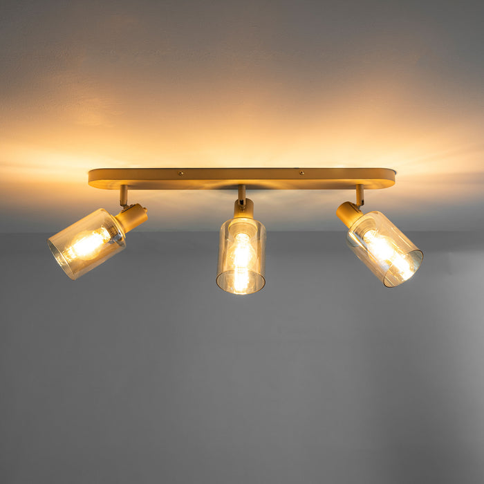 LifestyleFurn Plafondlamp Deatra Verstelbaar, 3-lamps - Amber/Beige