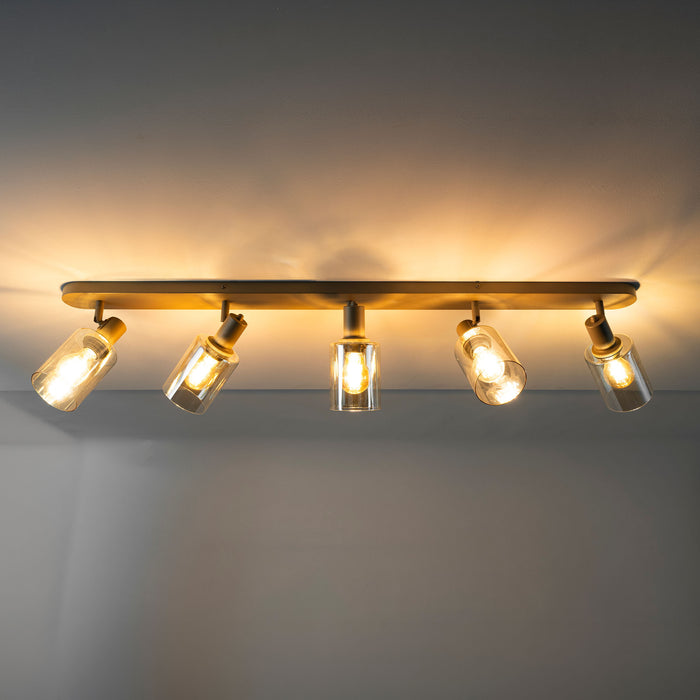 LifestyleFurn Plafondlamp Deatra Verstelbaar 5-lamps - Amber/Beige
