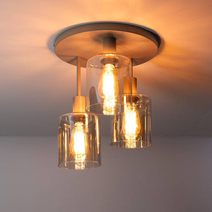 LifestyleFurn Plafondlamp Deatra 3-lamps - Amber/Beige