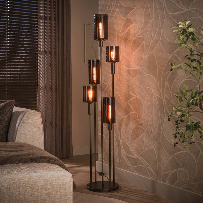 LifestyleFurn Vloerlamp Deatra 5-lamps - Sienna Bruin