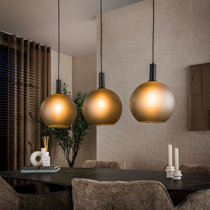 LifestyleFurn Hanglamp Vashon Gezandstraald glas, 3-lamps - Grijs - ThatLyfeStyle