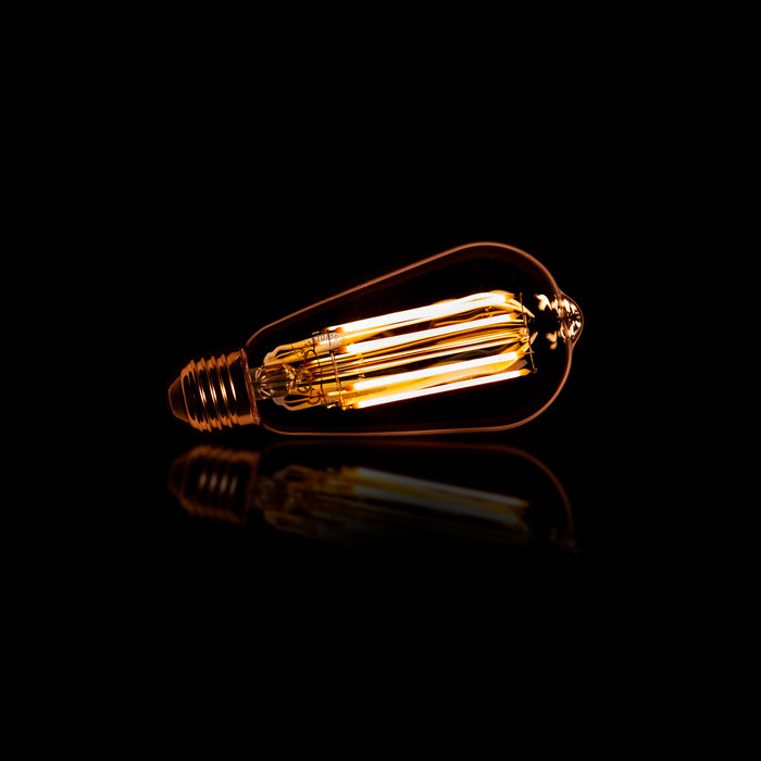 Kooldraadlamp Peer ST64 E27 LED 6W goldline 14cm, dimbaar - Goud,Transparant