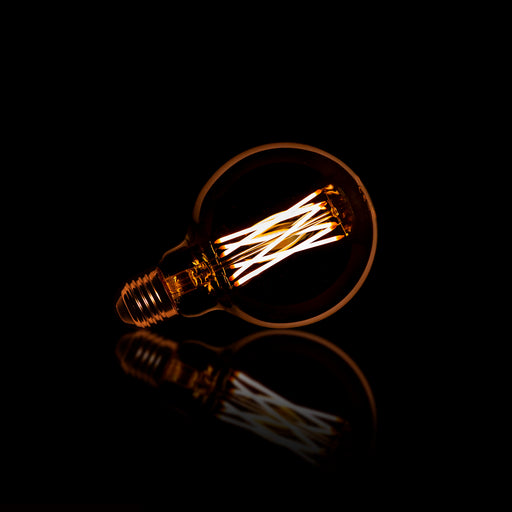 Kooldraadlamp Bol L G95 Ø9,5cm, LED E27 / 6W, Goldline, dimbaar - Amberkleurig glas