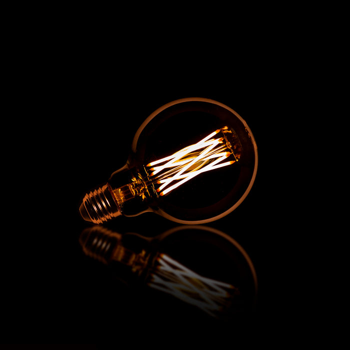 Kooldraadlamp Bol L G95 Ø9,5cm, LED E27 / 6W, Goldline, dimbaar - Amberkleurig glas