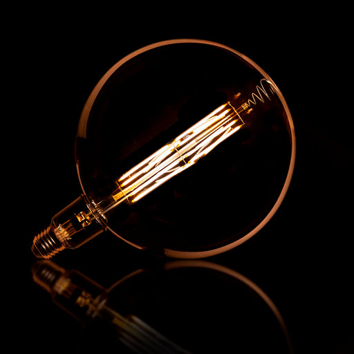 Kooldraadlamp Bol XXL G200 Ø20cm, LED E27 / 8W, Goldline, dimbaar - Amberkleurig glas